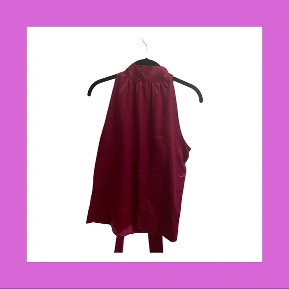 Banana Republic Raspberry Tie-Neck Shell Blouse - Picture 2 of 4